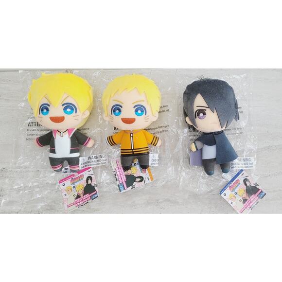 NARUTO TOMONUE UZUMAKI SASUKE BORUTO VOL 1. NEXT GENERATION LOT 3 PLUSH FIGURINE - Picture 1 of 9